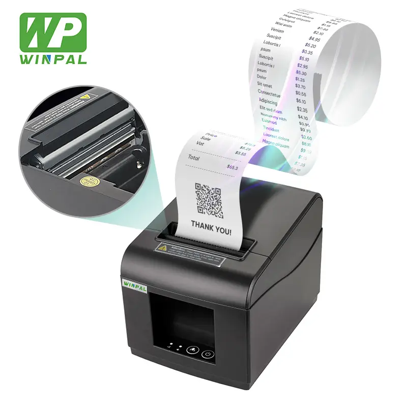 Winpal WP80T POS Thermal Receipt Printer Cash Drawer With Auto Cutter 80mm Thermal Printer Ticket Bill Printer