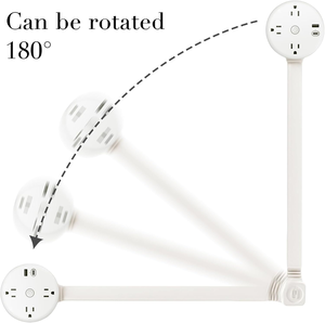 Rallonge de <span class=keywords><strong>prise</strong></span> électrique américaine LangYeao 180 °   <span class=keywords><strong>Adaptateur</strong></span> de <span class=keywords><strong>prise</strong></span> murale rotatif, rallonge multi-prises <span class=keywords><strong>pour</strong></span> table de chevet, bureau, derrière <span class=keywords><strong>le</strong></span> canapé - Product Image 2
