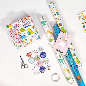 Wholesale Disposable Coated 80g Birthday Dinosaur Art <b>Paper</b> <b>Tissue</b> 43*300cm Luxury Custom Gift <b>Wrapping</b> <b>Paper</b> Roll - Product Image 3
