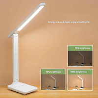 Lampe de bureau LED pliable minimaliste, protection des yeux, commande tactile, rechargeable par USB, lumière de lecture blanche pour l'étude et l'hôtellerie
