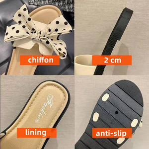 Zapatos planos bajos para mujer, zapatillas deslizantes para el hogar, sandalias embellecidas con lazo, novedad de verano - Product Image 4
