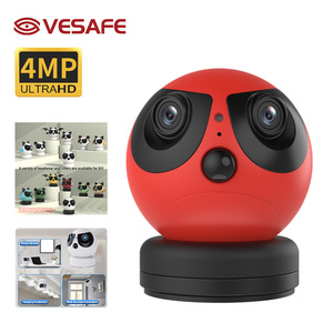 VESAFE WiFi 180 °   Mini Cámara Inalámbrica Oculta de Doble Lente Sin Cables, Cámara de Seguridad CCTV de Vigilancia Exterior de 4MP - Product Image 1