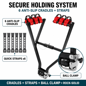 Portabicicletas para <span class=keywords><strong>Maletero</strong></span>, Plegable, de Acero, para 3 Bicicletas, Compatible con <span class=keywords><strong>Bola</strong></span> de Enganche de 50 mm, para Sedán, SUV, Hatchback, Camioneta, Capacidad de 45 kg - Product Image 3