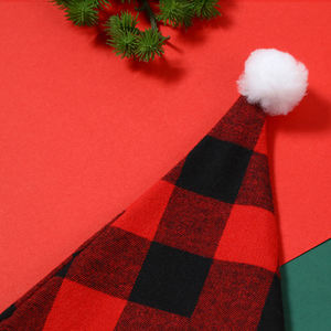Décoration de Noël en gros, bonnet de Noël rouge et noir personnalisé, chapeau de Noël pour adultes, décoration pour enfants, chapeaux de Père Noël à carreaux - Product Image 5