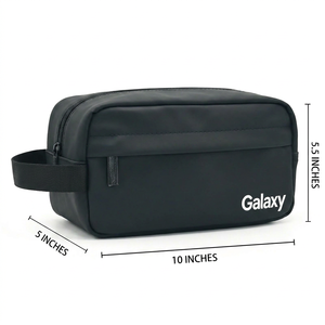 Trousse <span class=keywords><strong>de</strong></span> Toilette Homme Tendance en PU Imperméable avec Poignée Suspendue, <span class=keywords><strong>Organisateur</strong></span> <span class=keywords><strong>de</strong></span> <span class=keywords><strong>Voyage</strong></span> Personnalisé avec Fermeture Éclair et Lettre - Product Image 3