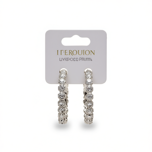 IFEROUION Orecchini a Cerchio Placcati Argento con Cristalli Taglio Brillante Rotondo, Gioielli Classici da Donna per Feste - Product Image 1