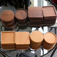 Sous-verres personnalisés classiques vintage écologiques réutilisables en bois de noyer et hêtre avec feutre, épaisseur 10 mm, style zen asiatique, diamètre 88 mm, pour la salle à manger