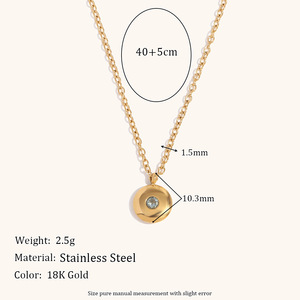 Collier pendentif Changda en acier inoxydable plaqué or 18 carats, vermeil or, zircon, simple, élégant, pierre de naissance de décembre - Product Image 2
