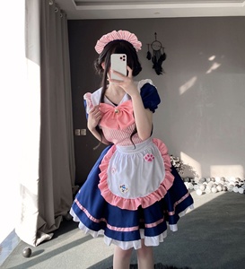 Vestido de Sirvienta Rosa Estilo Lolita, Vestido de Sirvienta Suave Rosa, Conjunto de Disfraces Kawaii para Cosplay, Disfraces de Cómic para <span class=keywords><strong>Mujer</strong></span> - Product Image 4