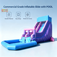 Toboggan aquatique gonflable de grande taille de qualité commerciale personnalisé, piscine d'eau amovible avec souffleur