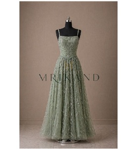 Vestido Largo de Organza de Lujo para Mujer con Bordado a Mano y Adornos Decorativos, Diseño de Cóctel - Product Image 1