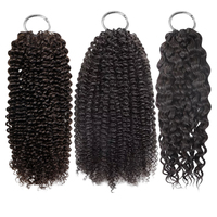 QVR Cheveux Humains Brésiliens Remy 100% Vierge, Bouclés Afro Kinky, Prêts à la Permanente, Tissage Double, à Pointes Plume, pour Tresses au Crochet