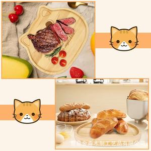 Plateau en bambou en forme de chat pour le stockage des aliments pour bébés, assiette à fruits et à pain en forme de chat, plateau en bois, bois massif. - Product Image 4