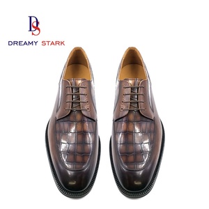 Chaussures habillées et Richelieu pour hommes en cuir véritable de haute qualité, faites à la main, avec motif en relief imitation pierre, logo personnalisé, marque originale - Product Image 2