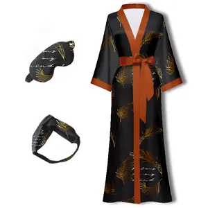 Robe de impressão floral para dama de honra, robe elegante com impressão floral, logotipo personalizado, 2023