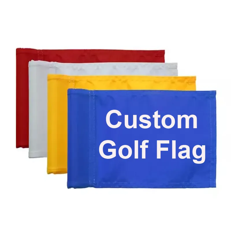 Commercio all'ingrosso 14 "x 20" 35*50cm Custom Double Sided Mini Miniature Logo Nylon Golf Flags Custom Golf Pin Flag Golf Course Flags