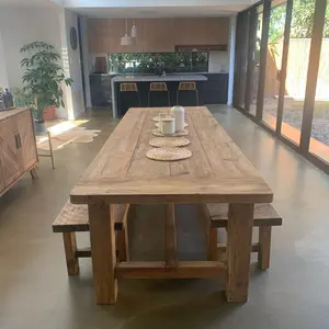 KVJ-8093 tavolo da pranzo in legno massello di recupero naturale rustico all'ingrosso