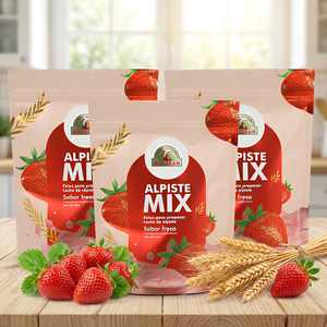 Bolsa con Cierre Vertical para Mezcla de <span class=keywords><strong>Alpiste</strong></span> con Sabor a Fresa, Bolsa Resellable con Estampado Dorado para Envasado de Bebidas en Polvo - Product Image 2