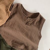 Tank Top anak laki-laki, baju anak-anak katun tanpa lengan tipis bernafas musim panas baru
