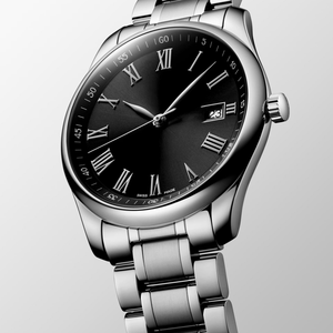 Reloj de pulsera clásico redondo para hombre con números romanos, indicador de fecha, estilo casual de negocios, correa de acero inoxidable - Product Image 1