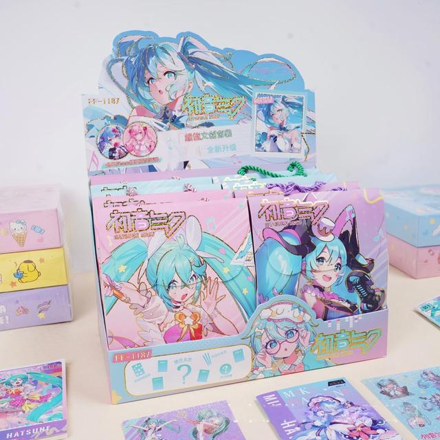 Hot Sale Cartoon Anime Cute Miku Singer Stationery Gift Bag Blind Boxed Creative Children Student Stationery Set Durable Sticker