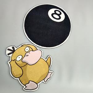 3D印花花卉簇绒定制地毯设计师设计黑色8球桌地毯标志定制门垫 - Product Image 2