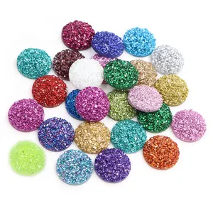 40 pièces de Cabochons en résine à dos plat convexe en pierre naturelle Druzy, couleurs mélangées, 8mm, 10mm, 12mm, accessoires de fabrication de bijoux à faire soi-même