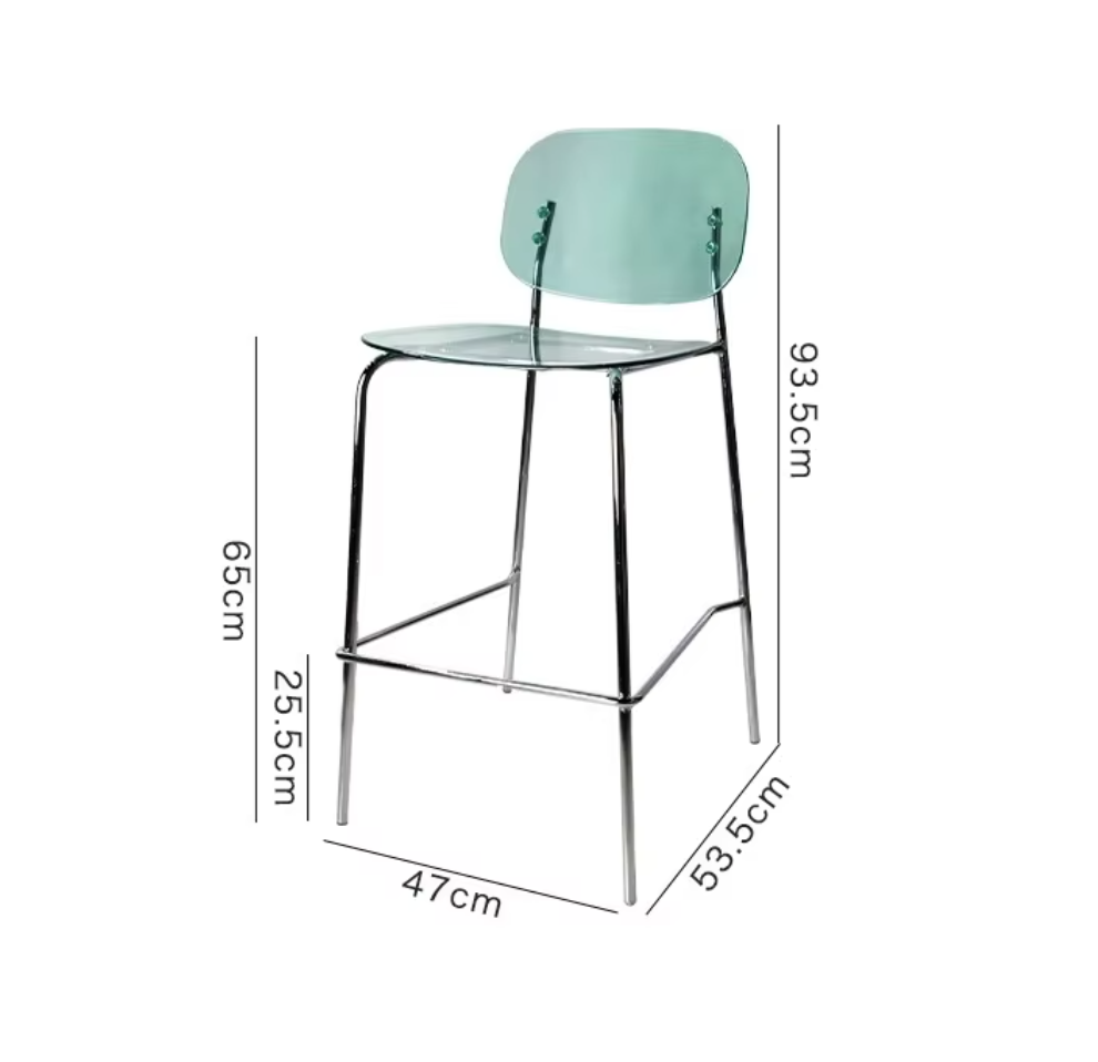 65cm high transparent lake green, 90-100cm table