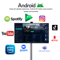TV portátil interactiva Android 13 recargable de 27 pulgadas, retroiluminación LED de 500W, 12V, inglés, HD, blanco, móvil, inteligente, de pie, HDTV