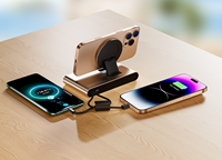 KUANGXIANG 2025 nuevo molde privado 10000mAh banco de energía elegante banco de energía con cargador inalámbrico rápido de 15W y cordón de Cable