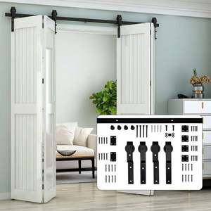 WEKIS Sistema de Rieles Plegables de Acero al Carbono en Forma de J de 6.6 pies para Puertas de Granero, Accesorios Duraderos para Sistema de Puertas Plegables de 4 Puertas para Sala de Estar - Product Image 1