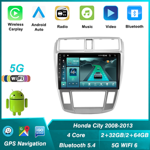 5G + 2.4G WIFI6 5.4 Android autoradio pour Honda City 2008 <span class=keywords><strong>2010</strong></span> -2013 lecteur vidéo multimédia Navigation GPS Carplay Auto - Product Image 2
