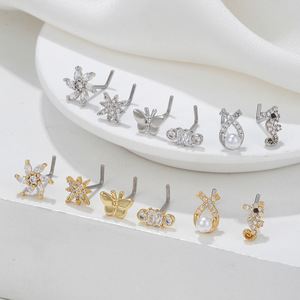 Đến nóng bán 18K vàng trang trí kim cương mũi đinh tán <span class=keywords><strong>Micro</strong></span> dát Zircon cơ thể con người piercing đồ trang sức mũi đinh tán - Product Image 2