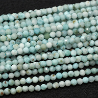 Perles rondes facettées en Larimar naturel 2,5 mm