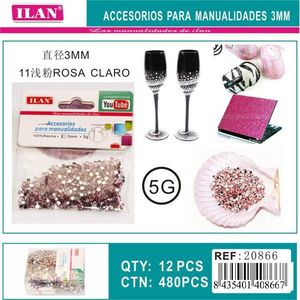 Strass Ilan 3mm Rosa Chiaro per Artigianato e Progetti Fai-da-Te - Product Image 1