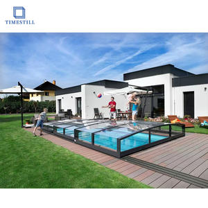 Véranda minimaliste de luxe au bord de la piscine avec maison en verre coulissante au design écologique près de la piscine de la villa - Product Image 3