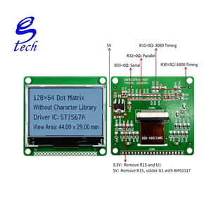 Módulo LCD COG de 128*64, Pantalla LCD Gráfica de Matriz de Puntos de 128x64 en Blanco y Negro, Interfaz Paralela SPI - Product Image 5