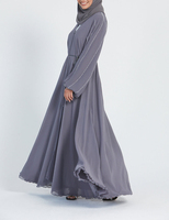 Robe musulmane en tissu personnalisée pour femmes Abaya ouverte avec manches ballon ornées de perles