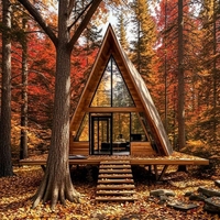 Dernière maison triangulaire en bois de style contemporain, structure en acier robuste, vente directe, idéale pour l'application en jardin
