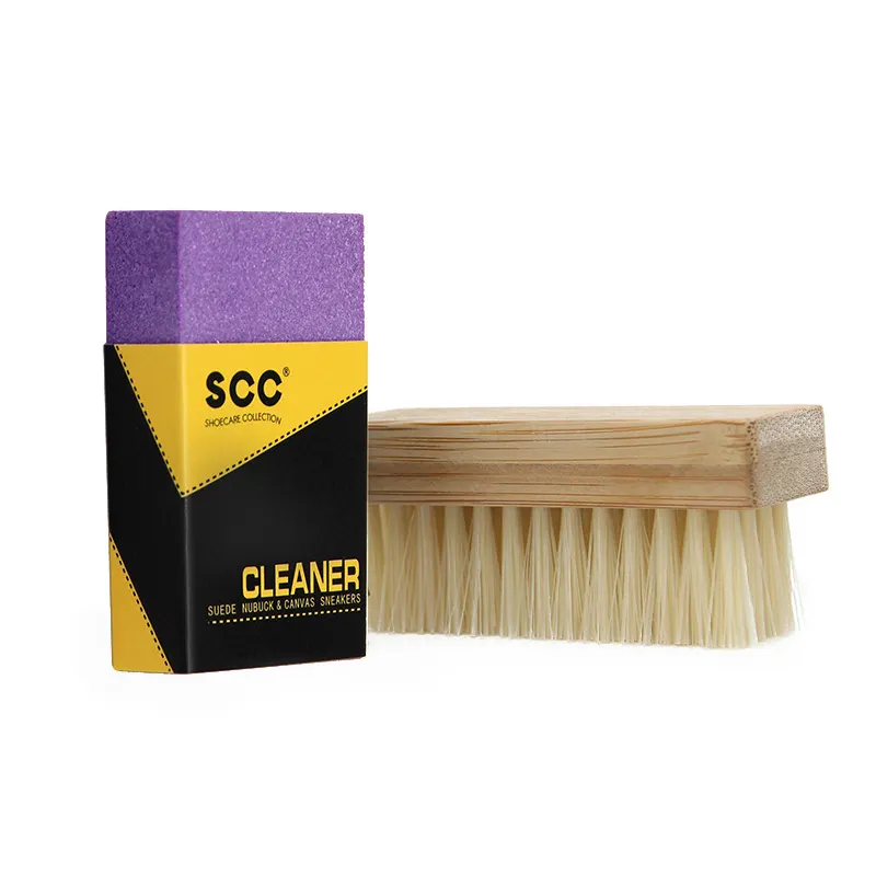 Hot Stock Wholesale High Quality Wooden Sports Shoes Care Leather Shoes Cleaning Brush Set With Suede Wipe