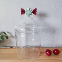 Bocal à bonbons en verre borosilicaté transparent soufflé à la main avec couvercle Boîte de rangement unique pour le stockage quotidien des aliments dans la cuisine