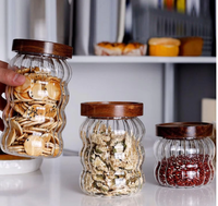 Pot de rangement pour riz en verre classique fait à la main, 5L, transparent, grande capacité, hermétique, écologique, avec couvercle à rabat, distributeur, récipient de cuisine