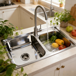 Évier de cuisine <span class=keywords><strong>double</strong></span> en acier inoxydable 800*430mm avec surface polie - Product Image 3