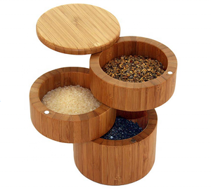 לוגו מותאם אישית תבלינים עגולים מעץ אחסון מיכל במבוק אורגני עם מגנט לסחוב מכסה serbb & כלי תבלין - Product Image 5