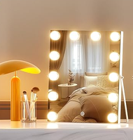 Diskon besar cermin rias LED 15 warna mode pencahayaan bergaya Hollywood cermin kosmetik rias meja dengan bola lampu untuk kamar tidur