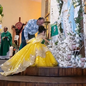 Vestidos de Niña de las Flores Amarillos Personalizados <span class=keywords><strong>para</strong></span> Bodas, Apliques Dorados, Largo hasta el Suelo con Lazo, <span class=keywords><strong>Vestido</strong></span> de Fiesta de Cumpleaños, Primera Comunión, Baile - Product Image 3