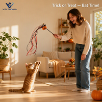Baguette interactive pour chat Halloween avec ruban citrouille pirate et clochette, jouet pour chaton