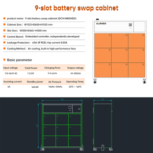 Armoire de remplacement de batteries intelligente à 9 compartiments avec système de sécurité incendie complet, châssis métallique épaissi et roulettes mobiles - Product Image 4