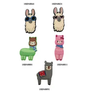 Stiker magnet kulkas suvenir turis kustom untuk hadiah liburan bentuk hewan magnet kulkas alpaca merah muda 3D