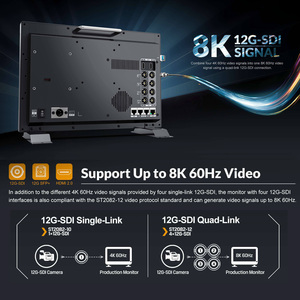 Nouveau moniteur de diffusion studio 13,3 pouces 4K 12G SDI IPS HDR à fibre optique avec haut-parleur intégré, compatible batterie V-lock et support d'éclairage - Product Image 4